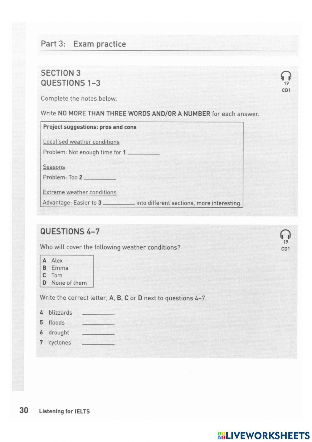 Unit 3 listen collin worksheet live worksheets