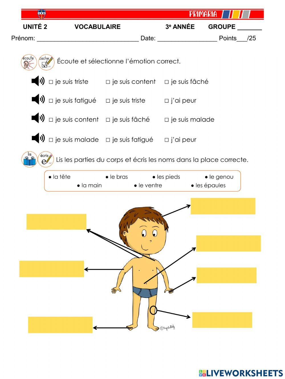 3e année Examen Unité 2