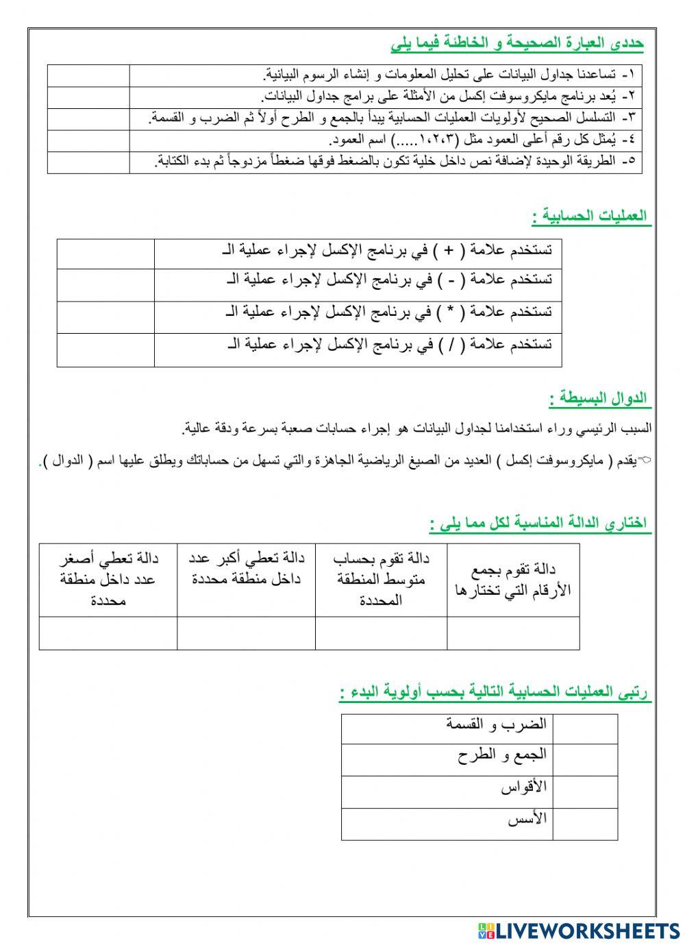 مراجعة كامل المنهج لمادة المهارات الرقمية للصف الأول متوسط الفصل الدراسي الثاني