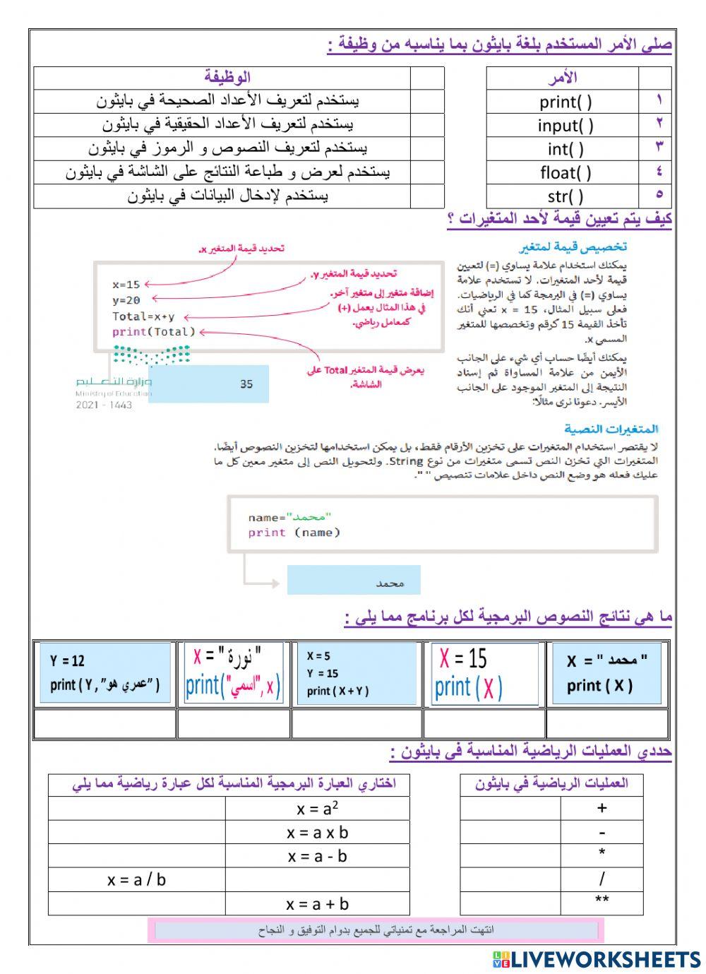 مراجعة كامل المنهج لمادة المهارات الرقمية للصف الأول متوسط الفصل الدراسي الثاني