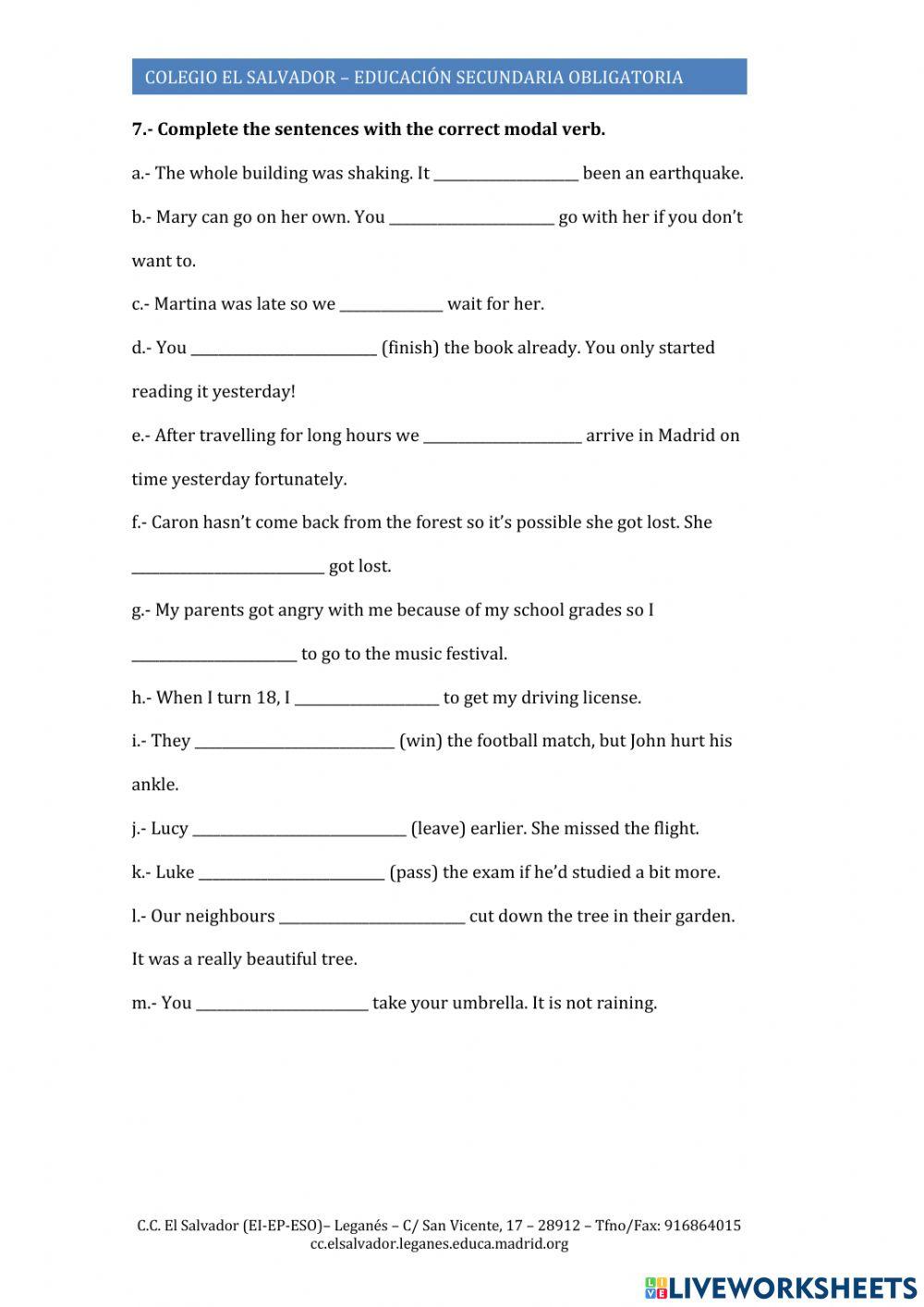 Grammar and Vocabulary Review Test 4º ESO