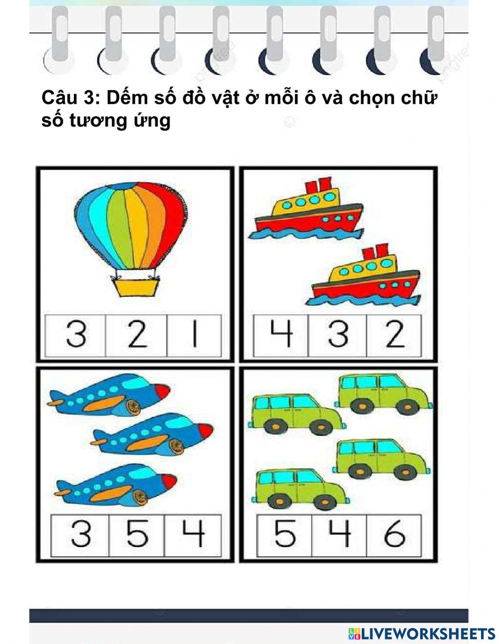 Toán ôn số lượng trong phạm vi 5