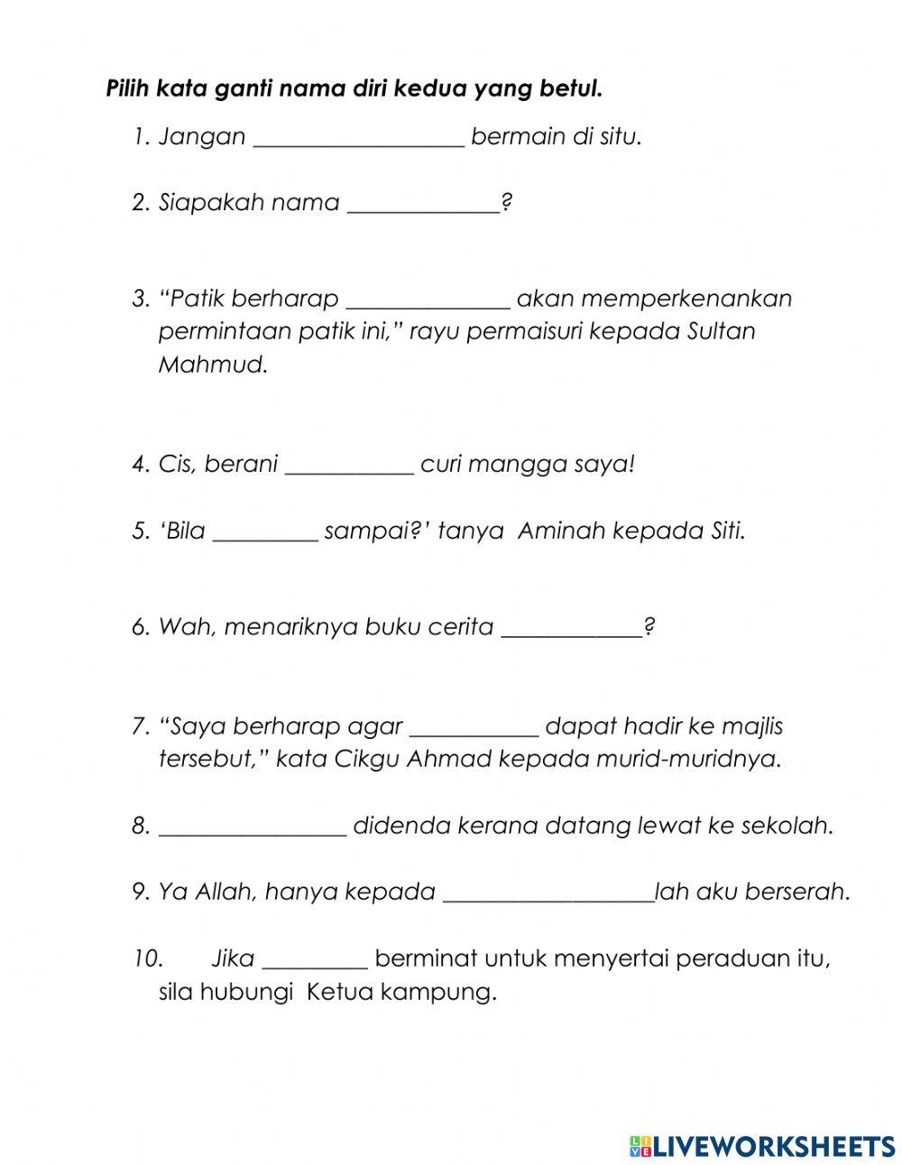 Kata ganti nama diri kedua