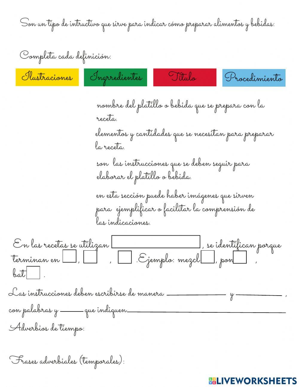 Elementos de la receta