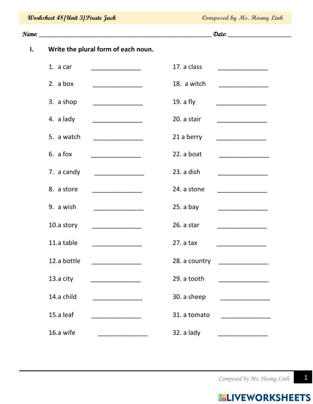 Like - likes- plurals