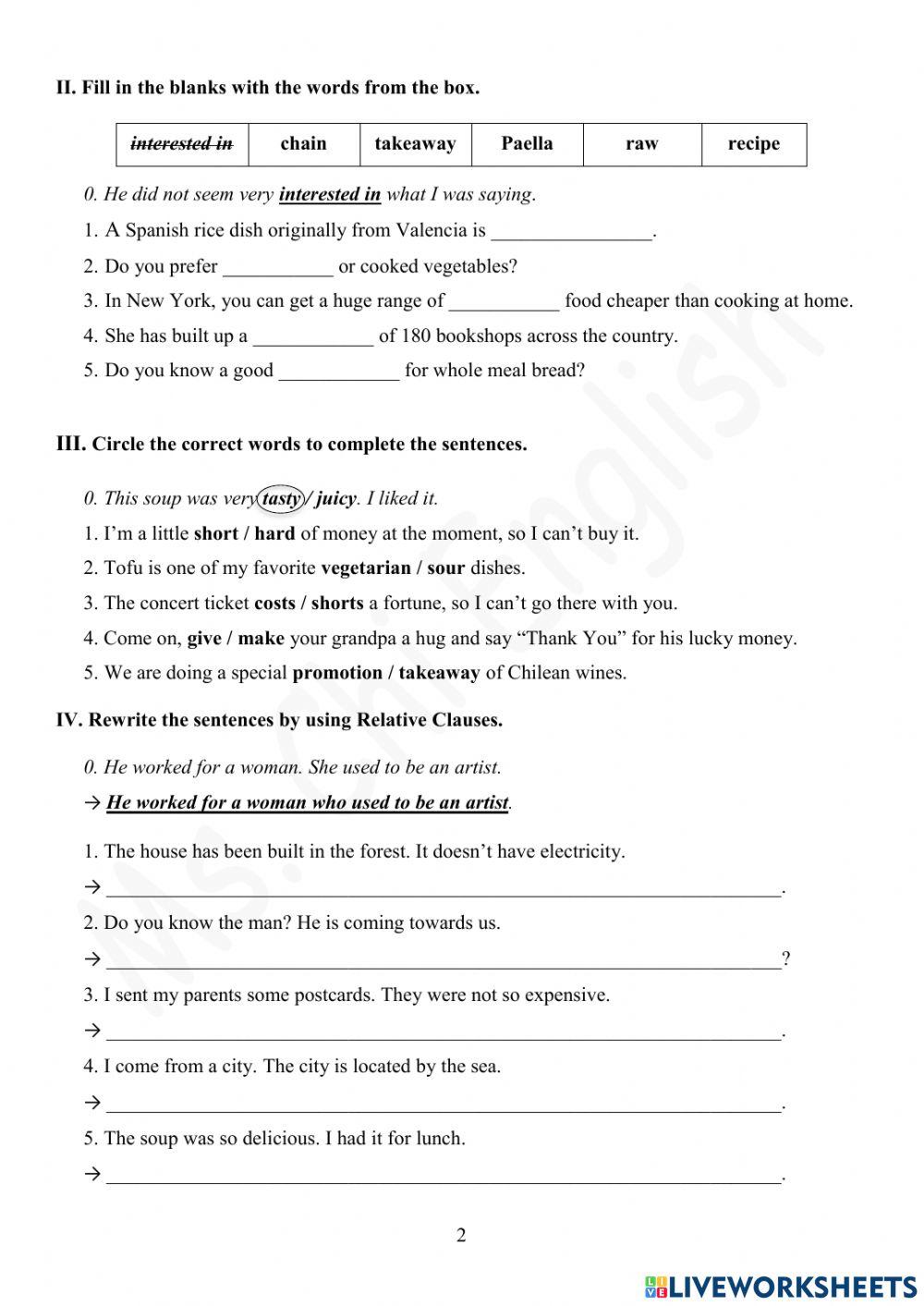 28.02.22- Gold A2+ U7: Vocab Revision