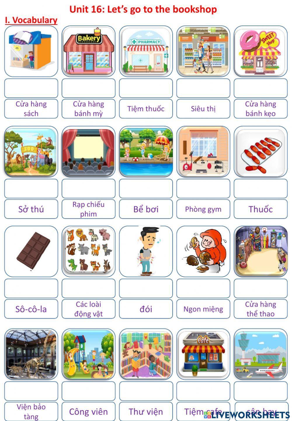 Unit 16: Let’s go to the bookshop