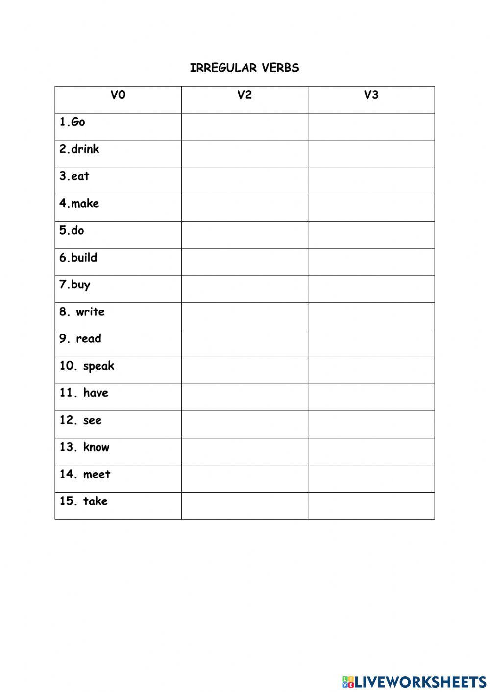 Irregular verbs Irregular verbs