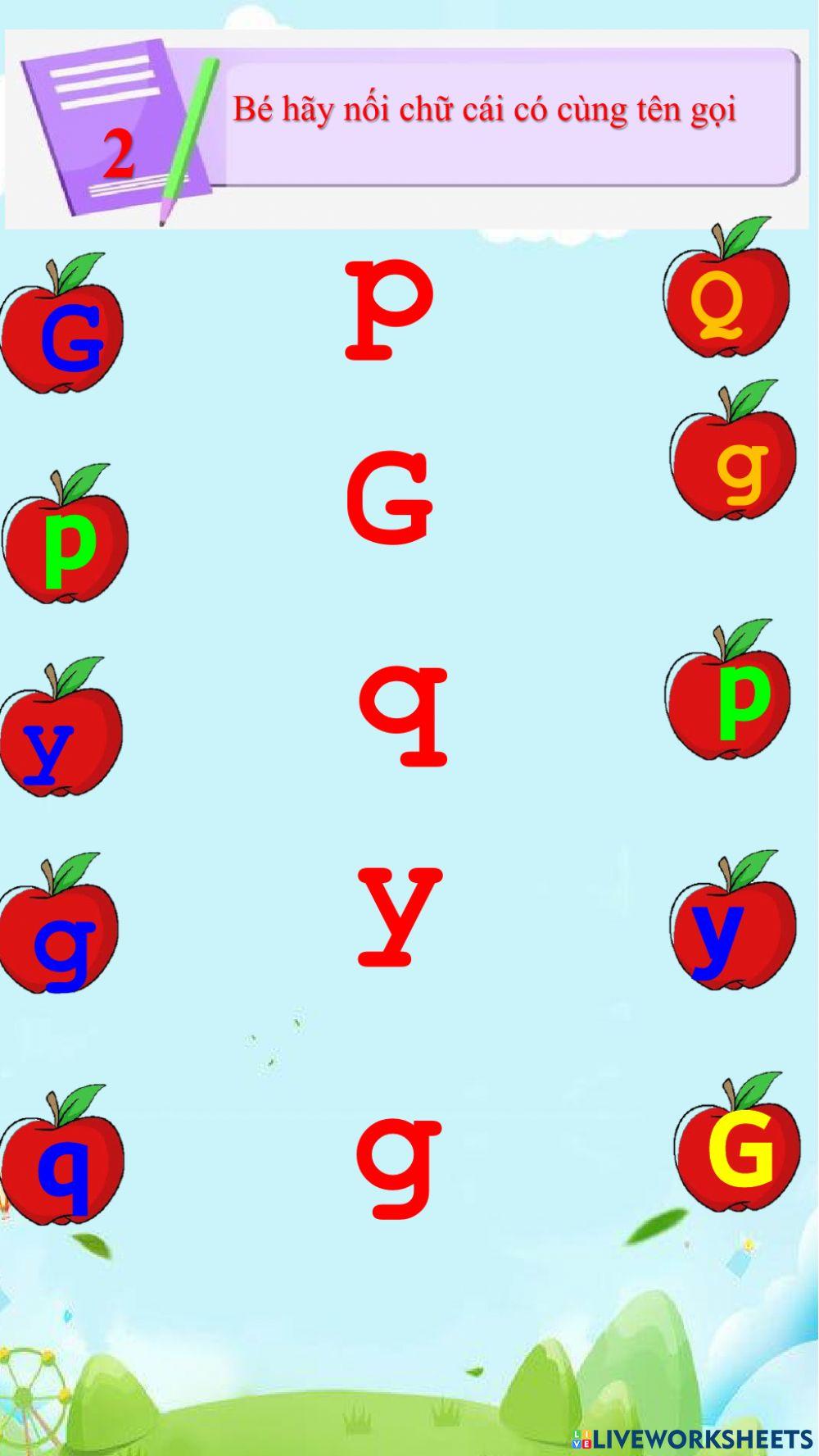 Bài tập trò chơi chữ cái g-y