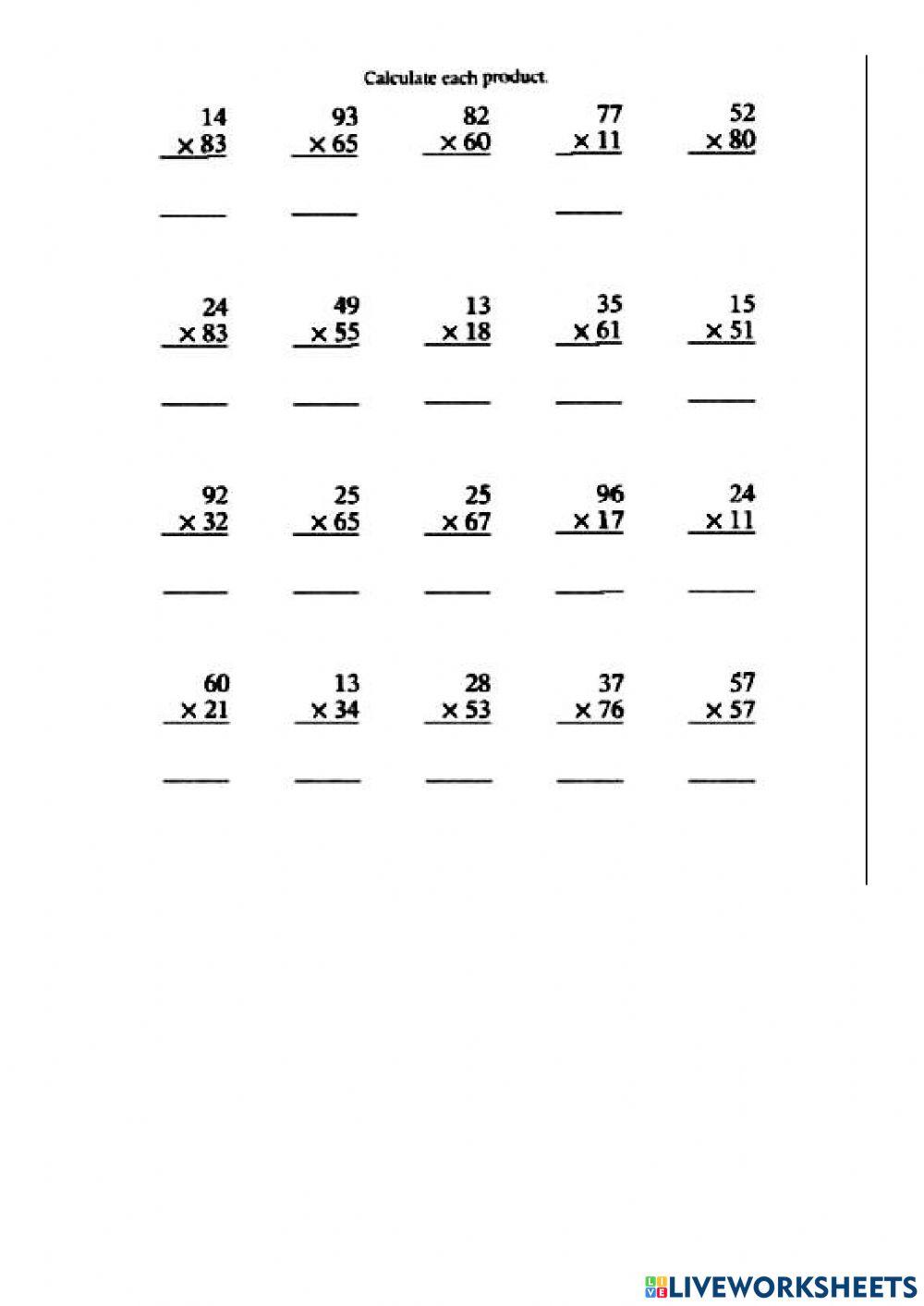 2 digits multiplication