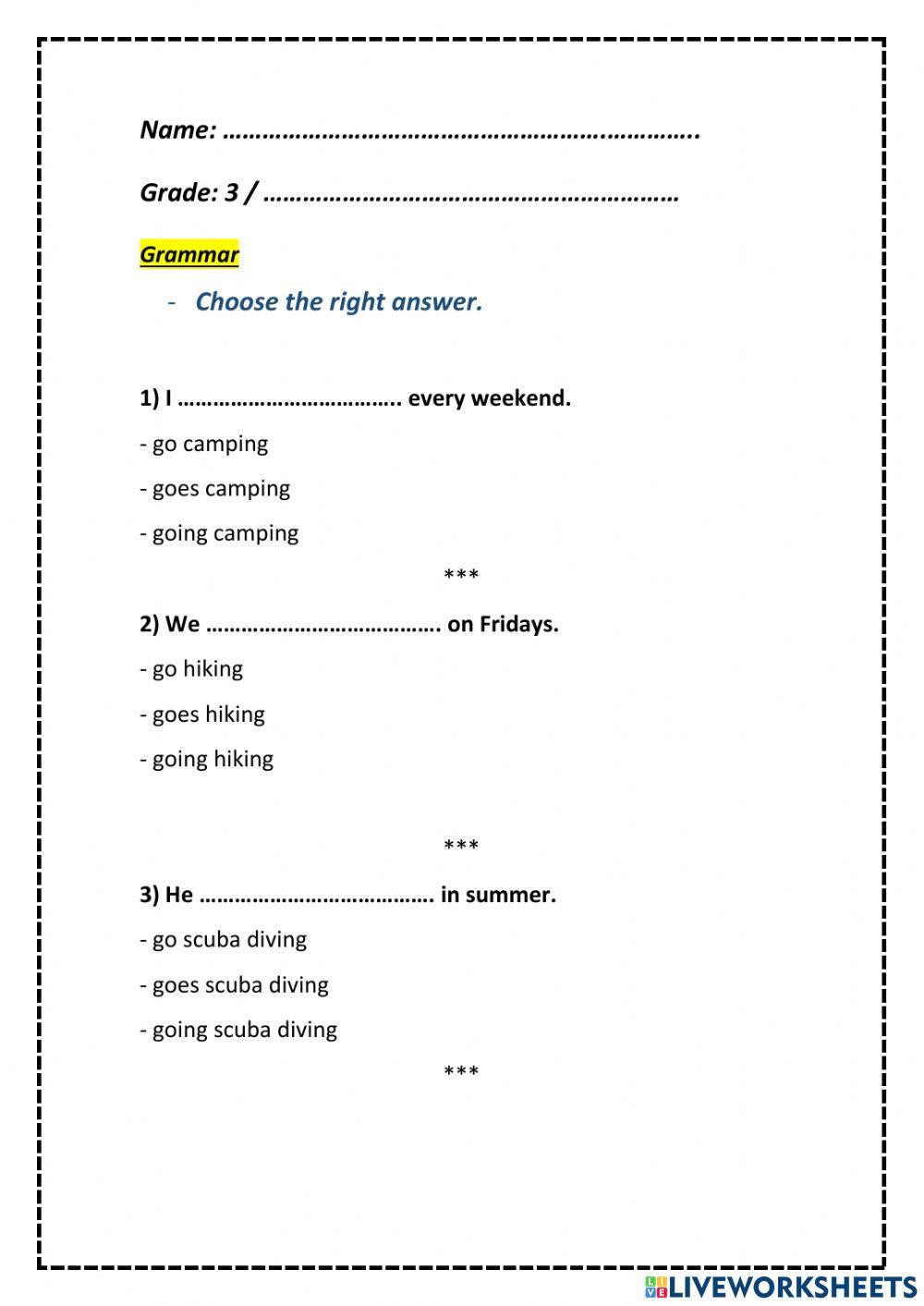 Different Activities