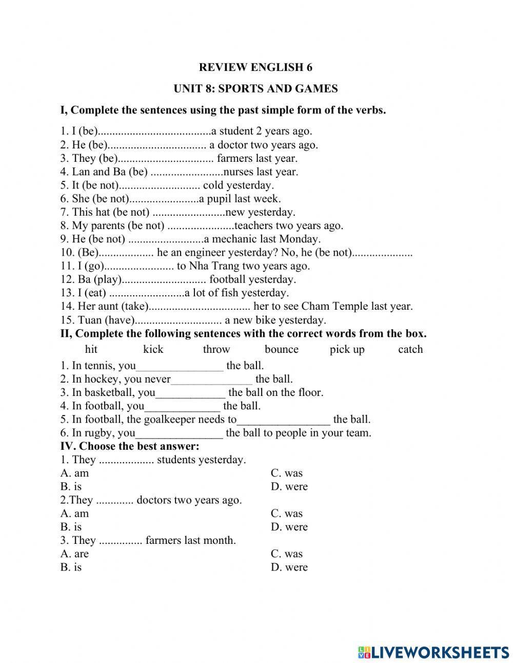 Unit 8: Sports and games