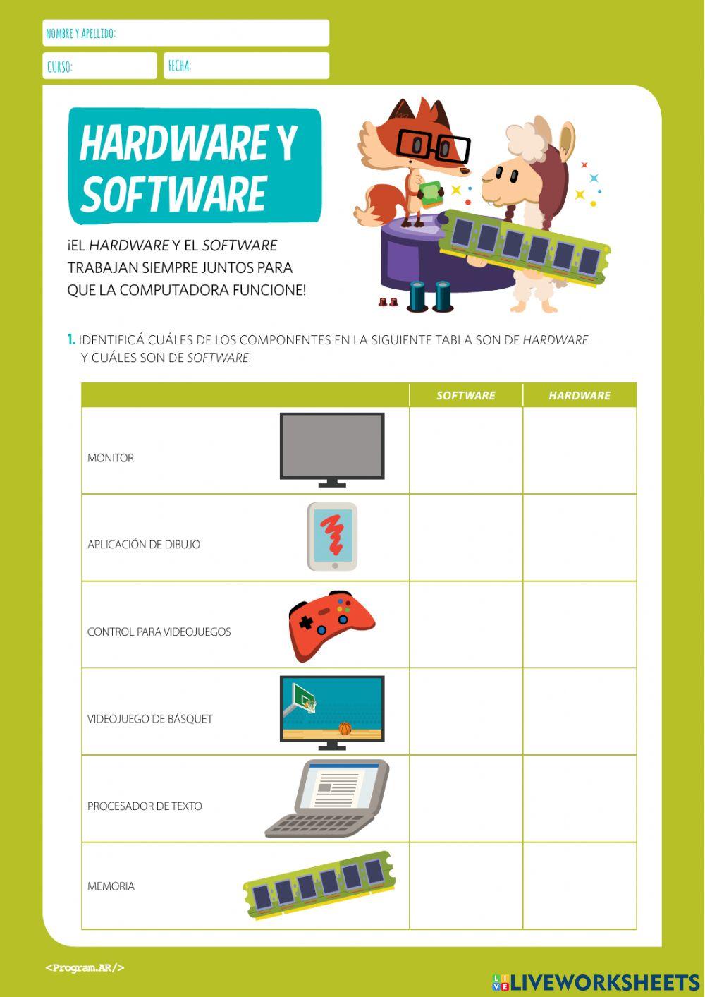 Hardware y Software activity for 1º 2º EP | Live Worksheets
