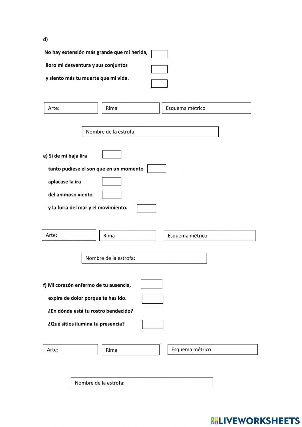 Análisis métrico de estrofas