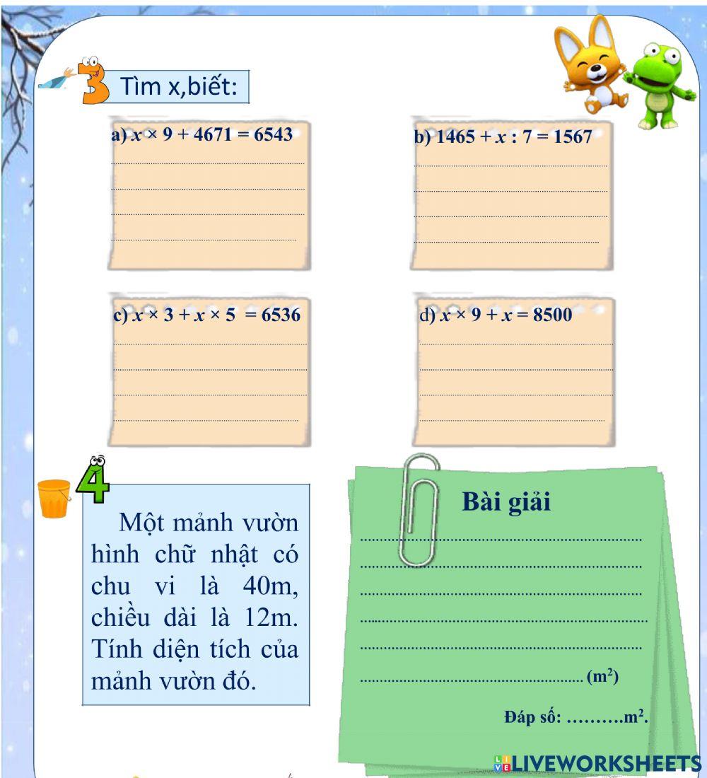 Phiếu ôn tập toán 3 cuối tháng 2