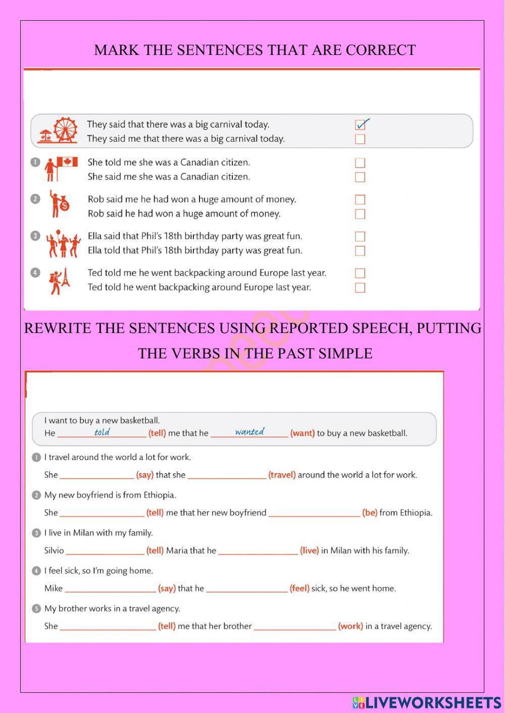 Reported speech 1 beginning