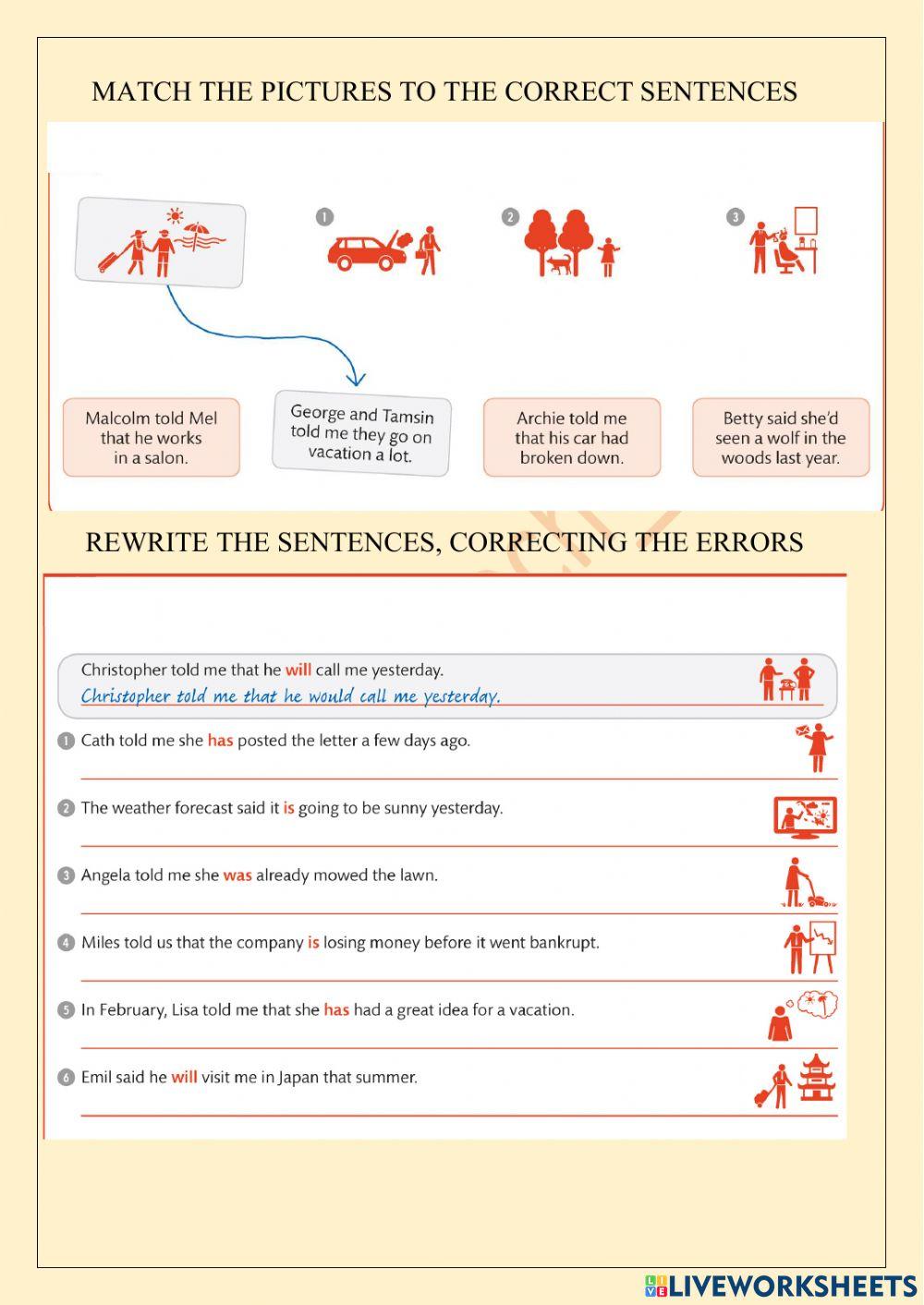 Tenses in reported speech