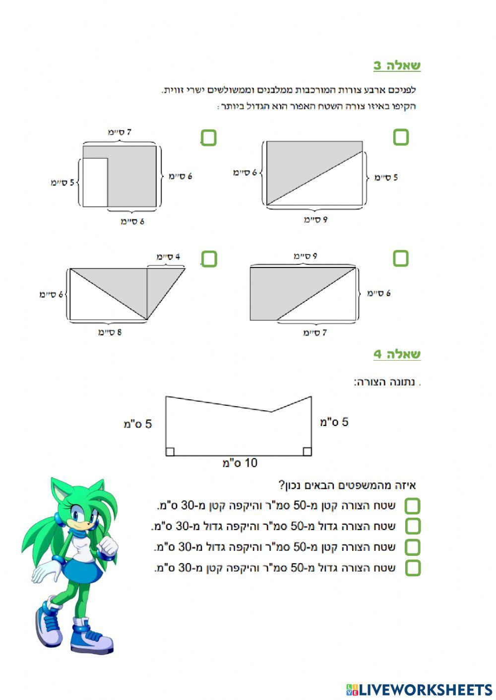 שטחים והיקפים