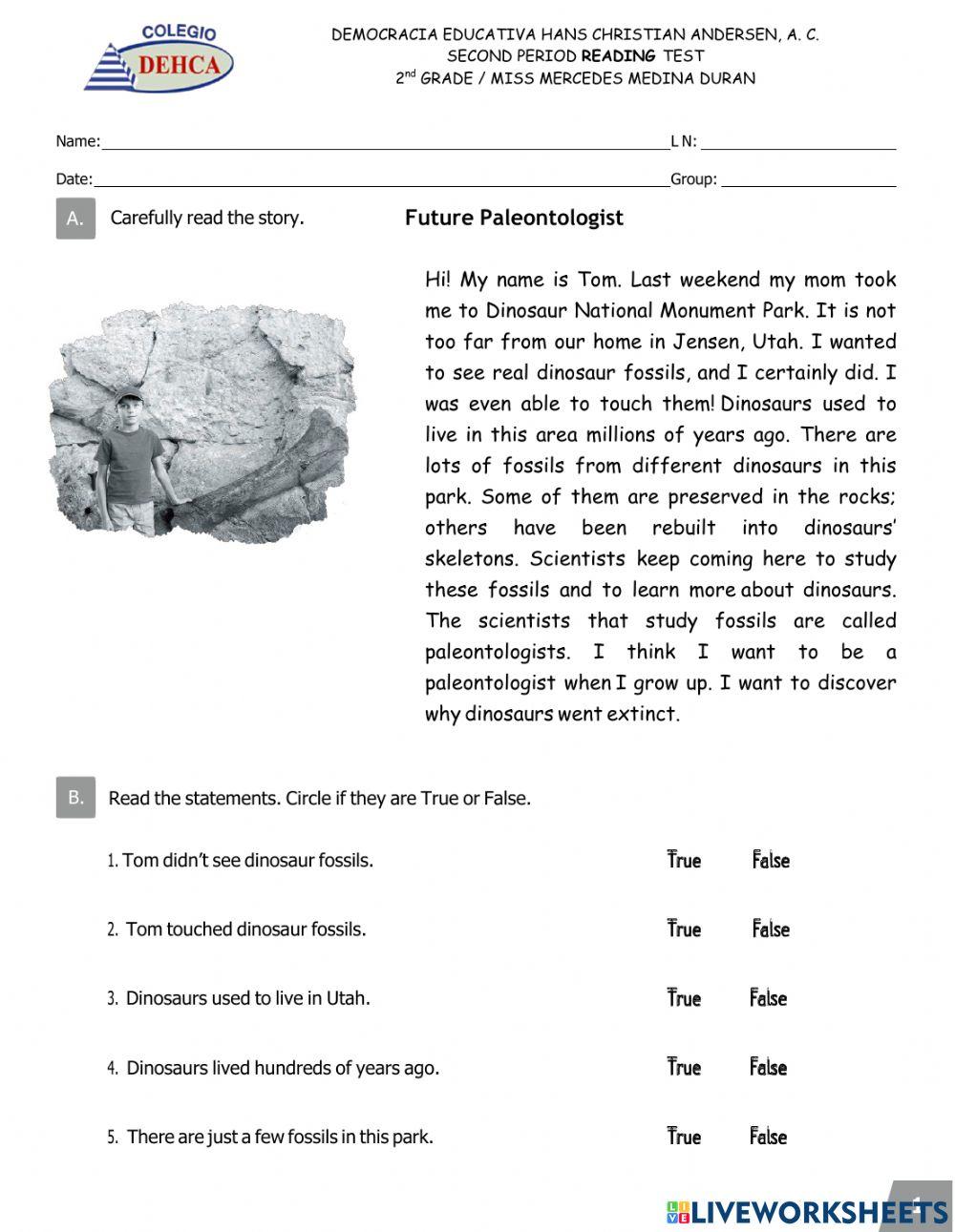 Reading test b3 online exercise for live worksheets