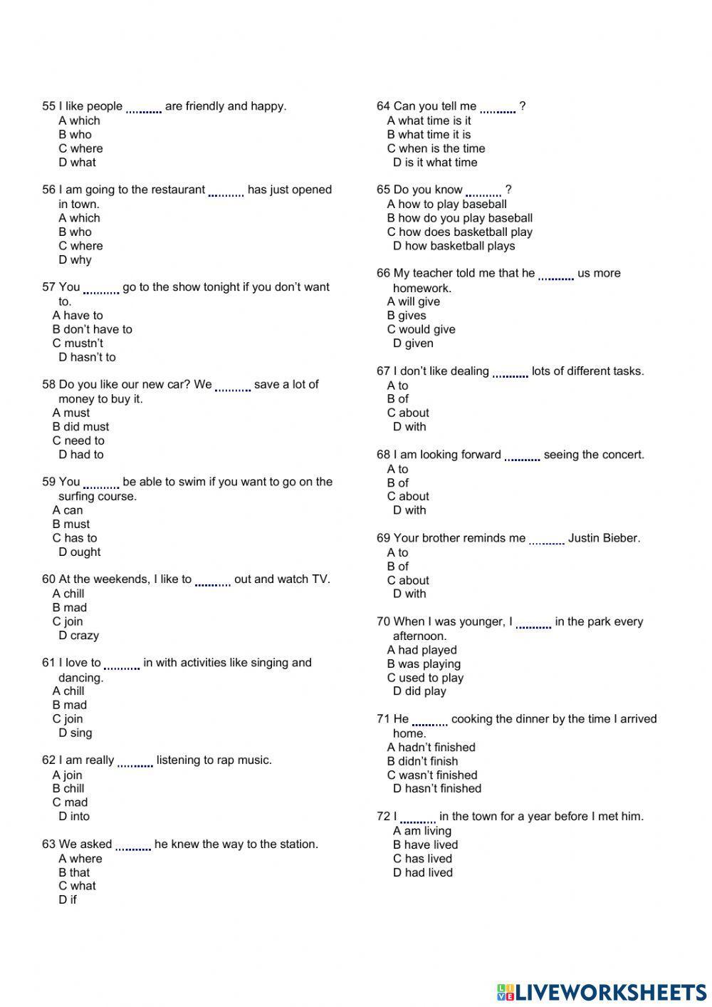 Diagnostic test - level b1