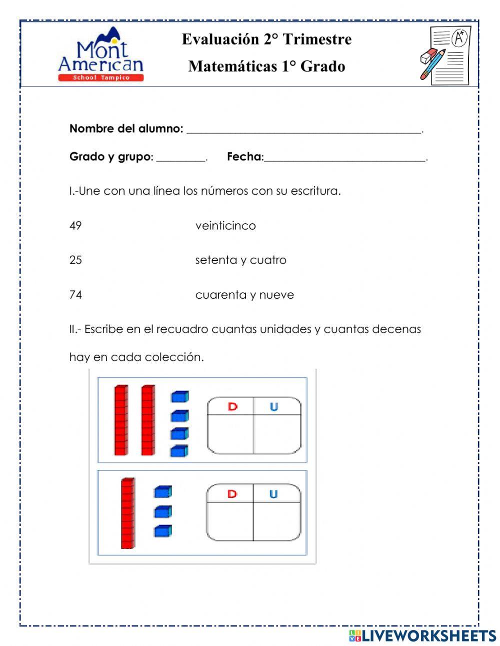 Examen de matematicas 1ª