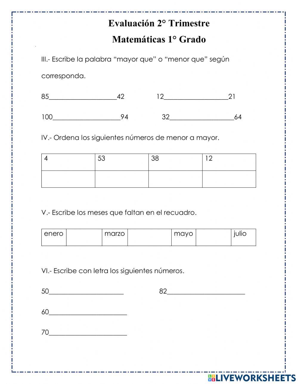 Examen de matematicas 1ª