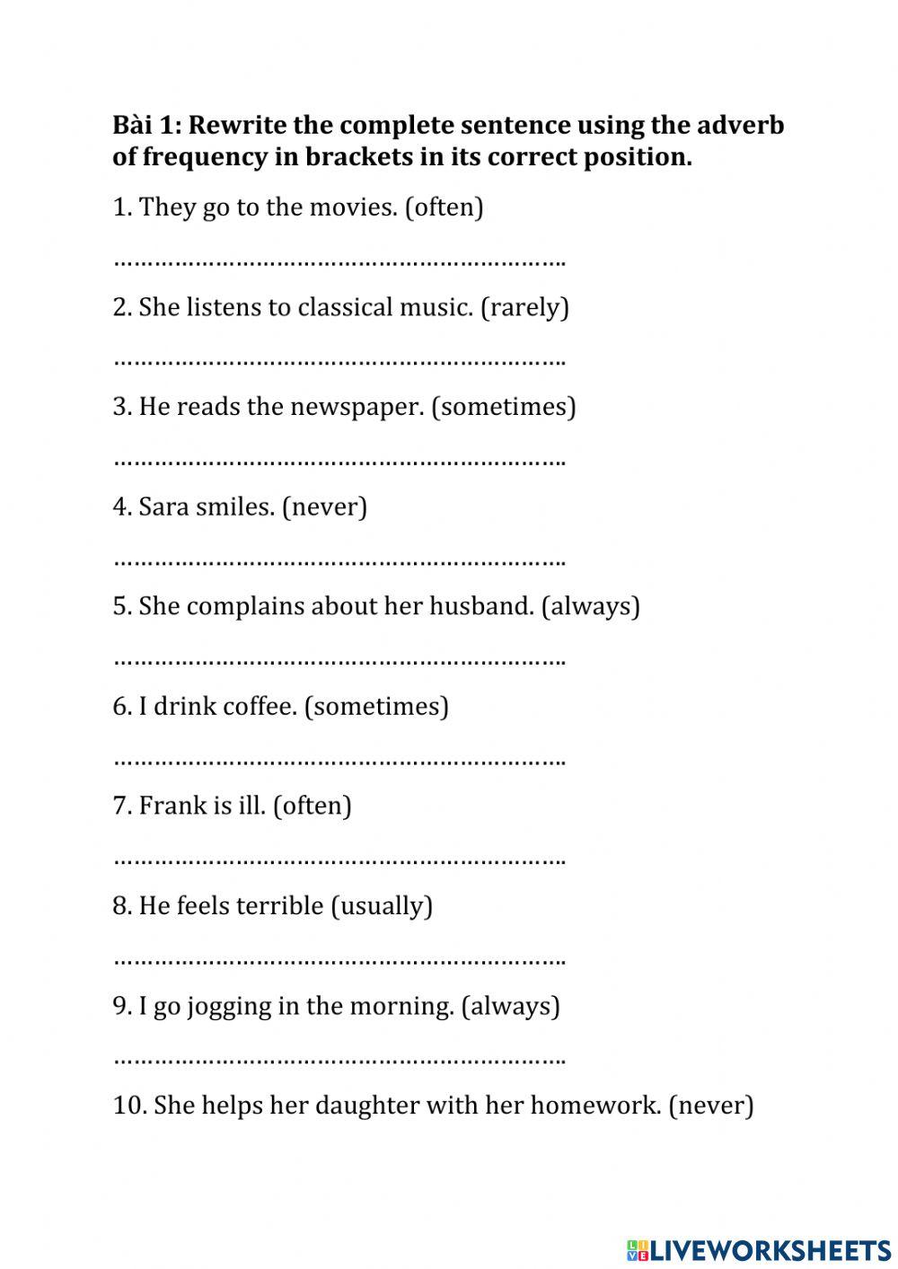 Adverbs of frequency