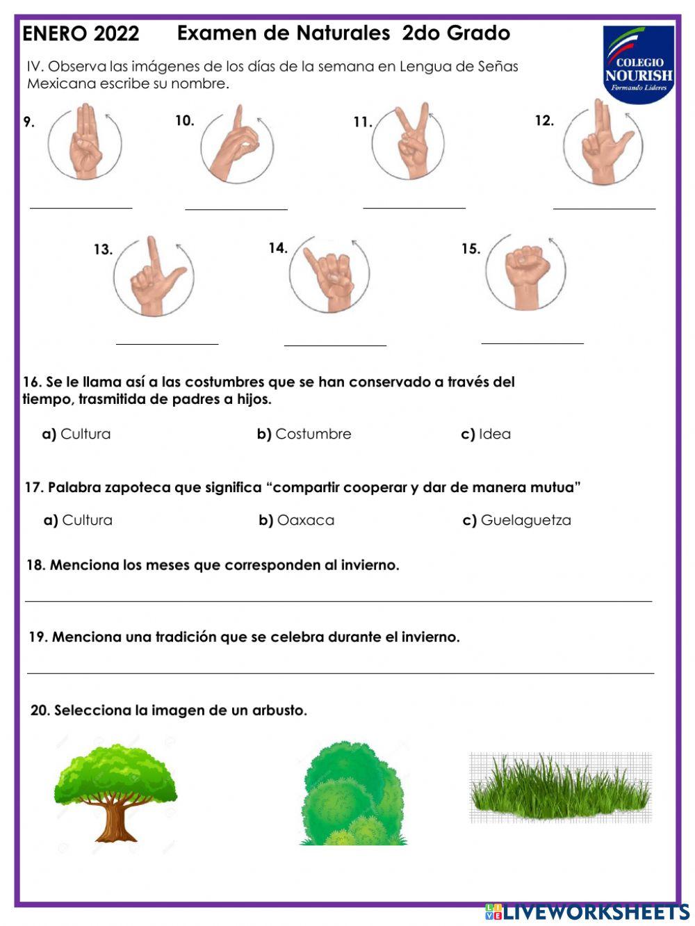 Examen de naturales