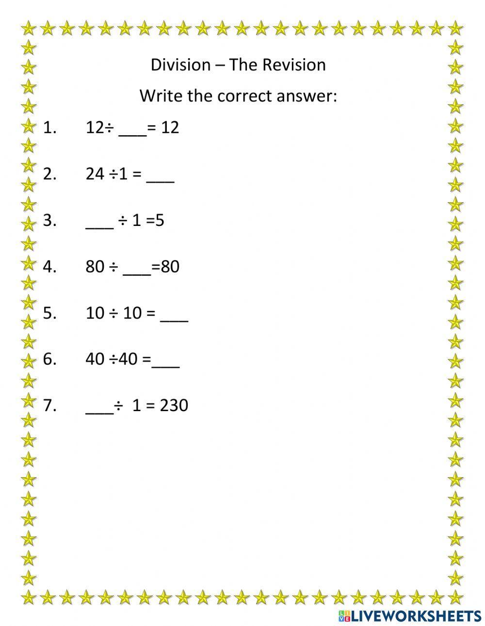 Proprties of Division worksheet Live Worksheets Proprties of Division worksheet Live Worksheets