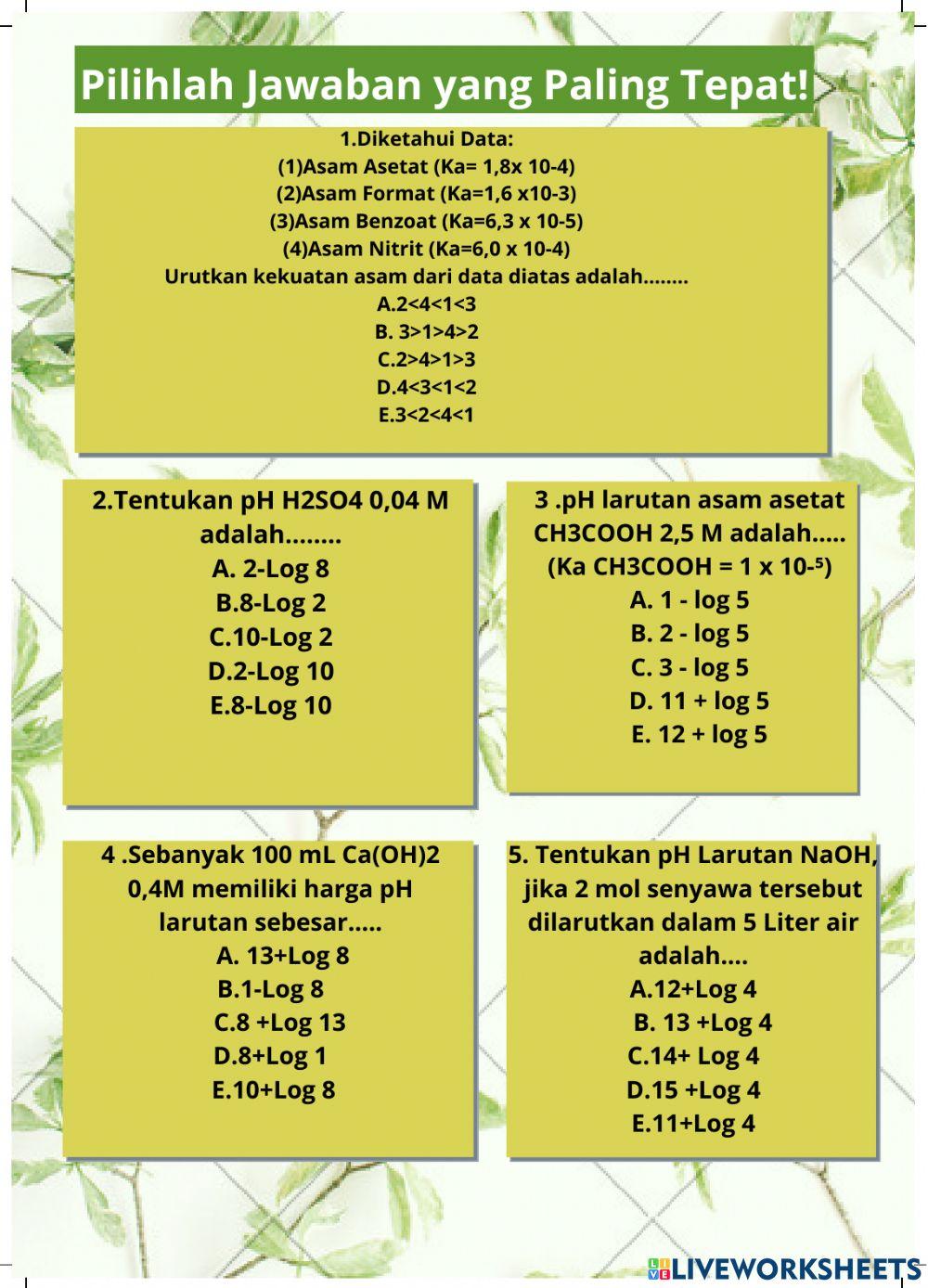 Evaluasi pH Asam Basa
