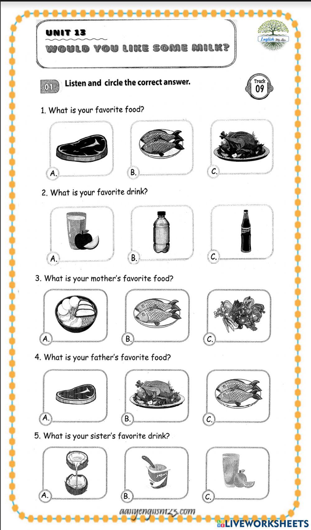 Unit 14: Would you like some milk?