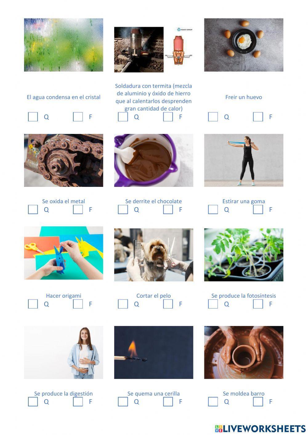 Los cambios químicos en los sistemas materiales