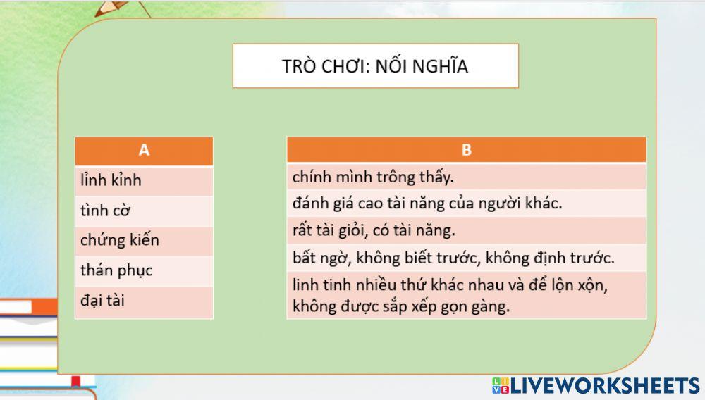 Tập đọc Nối nghĩa