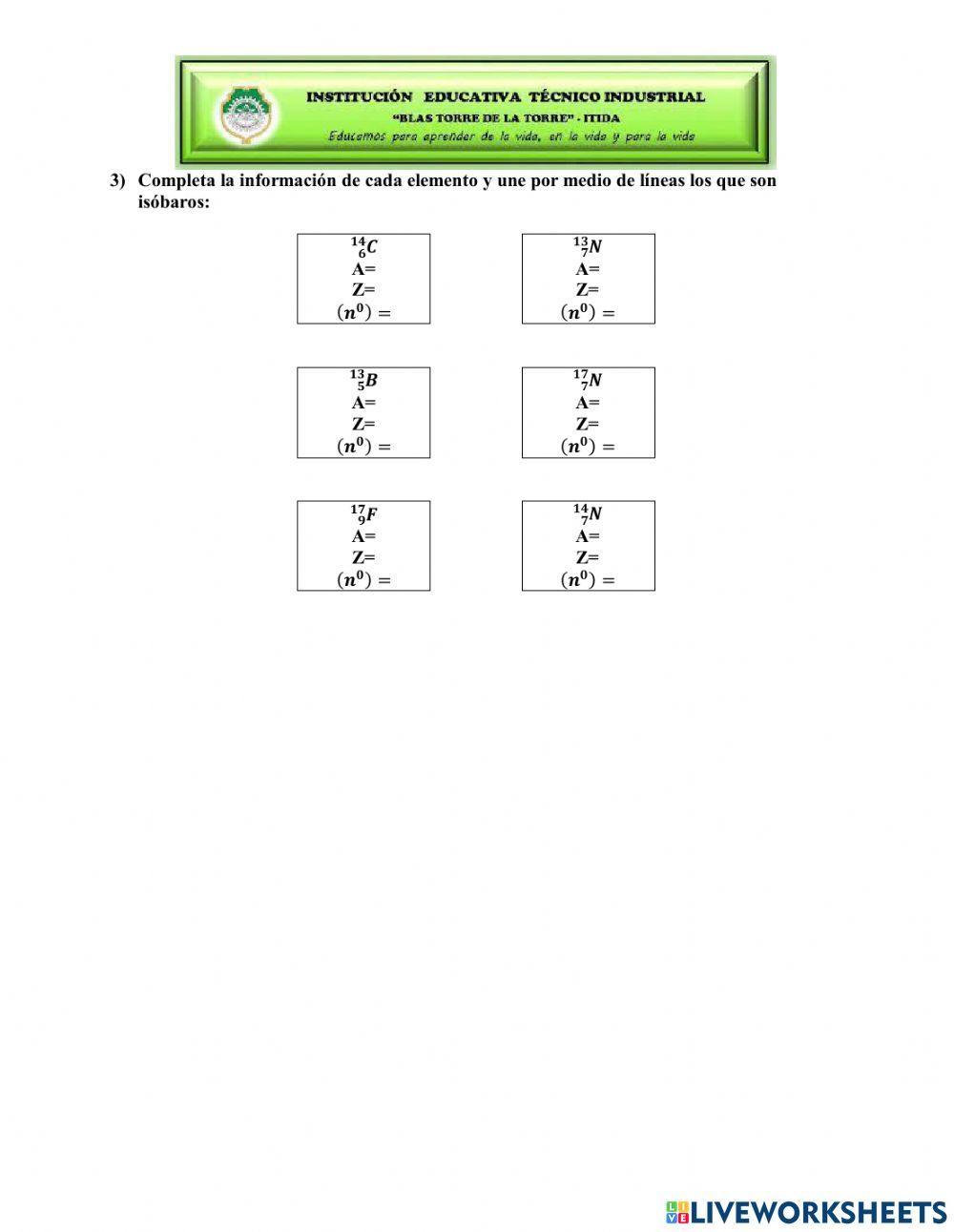 Isótopos, isóbaros, isótonos