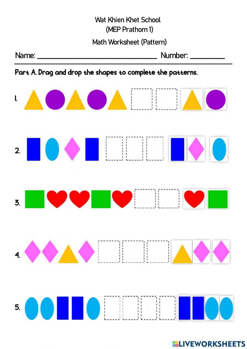 Math Worksheet Pattern