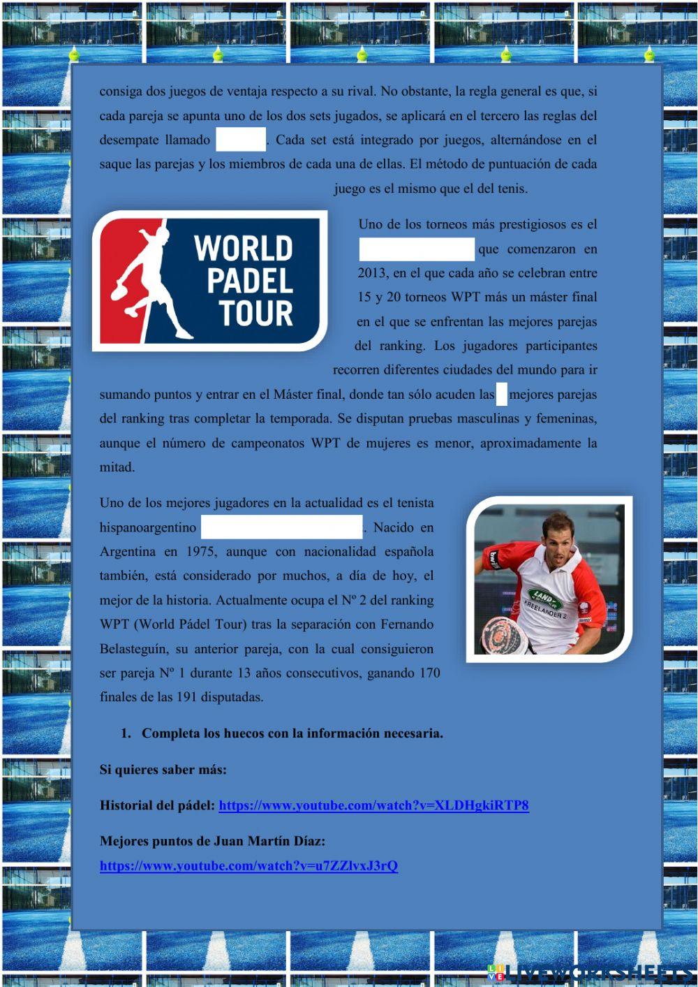 Para saber más... el pádel