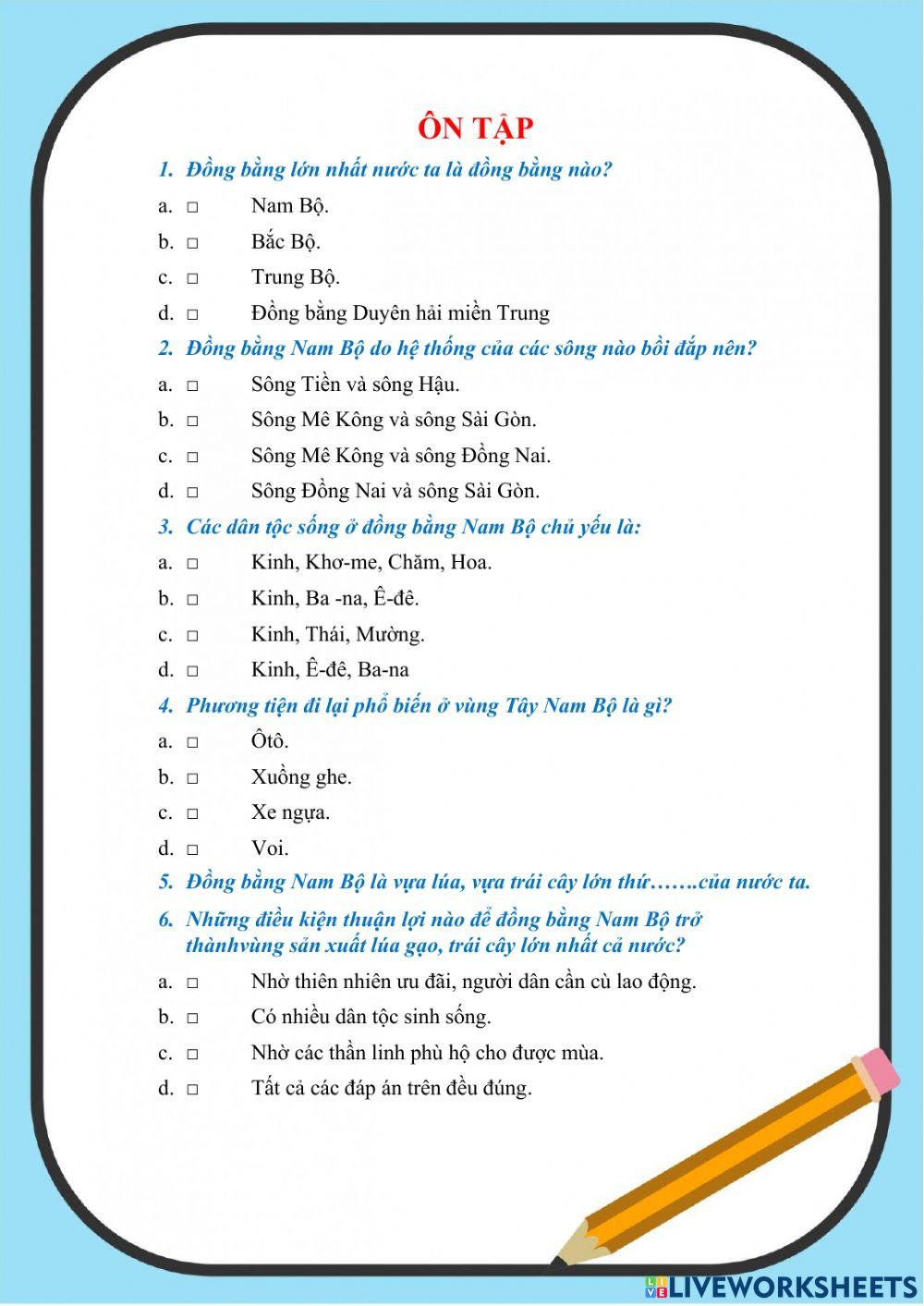 Ôn tập địa lí