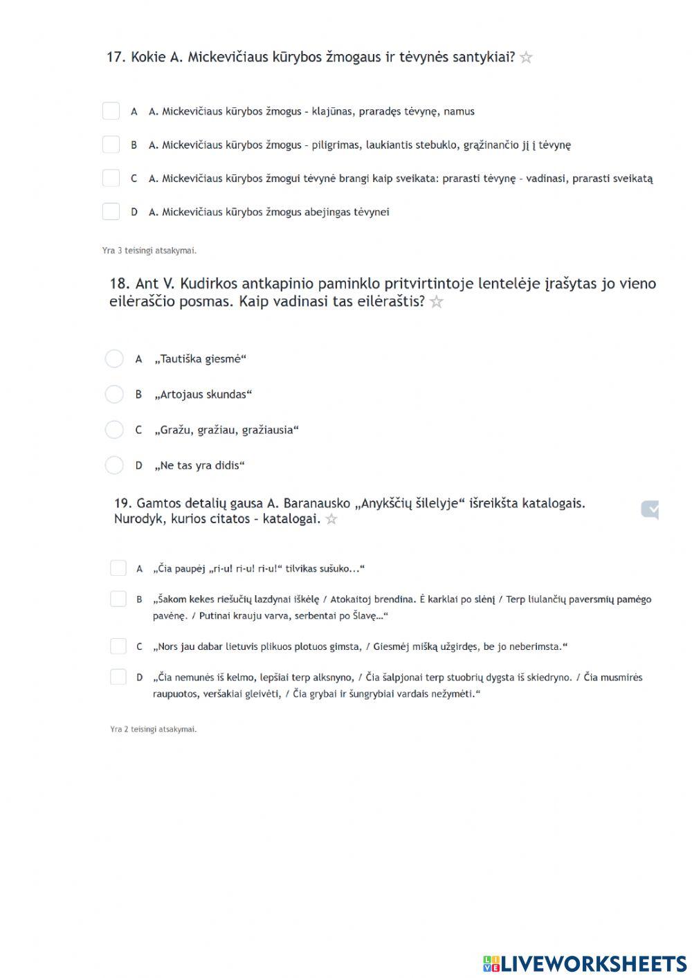 Apibendrinu XIX a. literatūrą