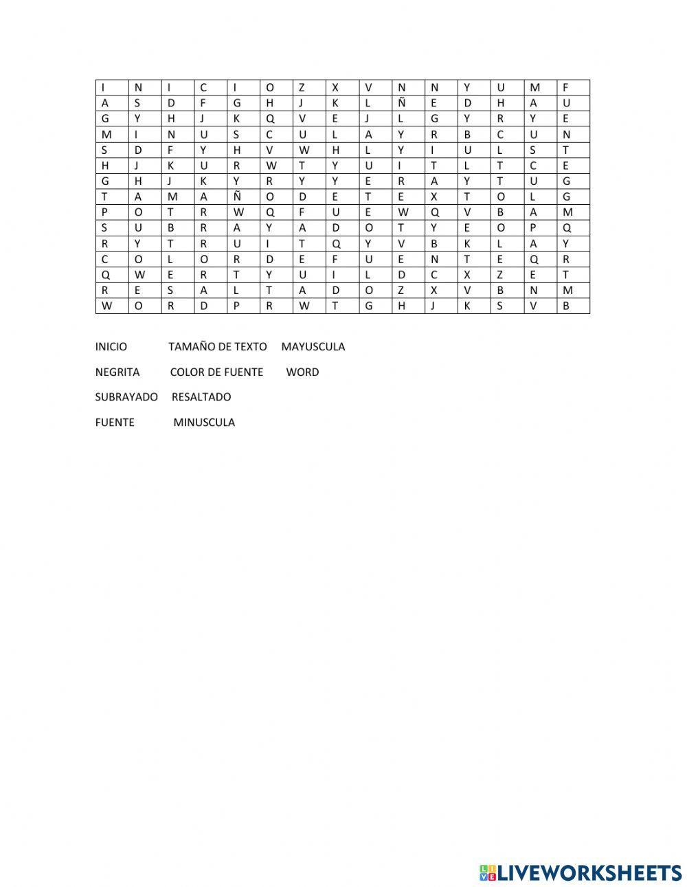 Sopa de letras word inicio