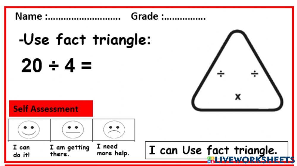 Use fact triangle: worksheet | Live Worksheets