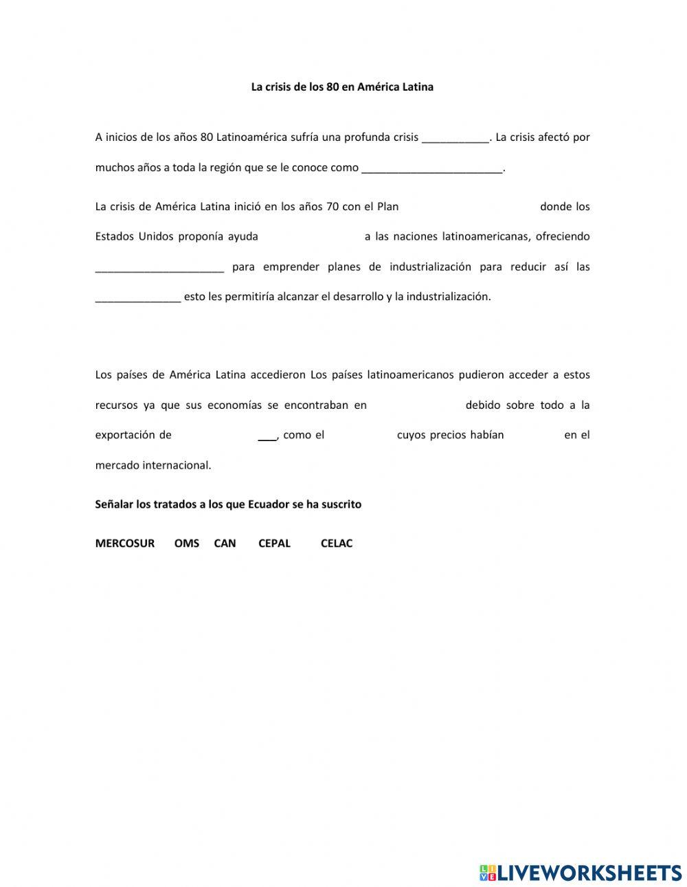 La crisis de los años 80