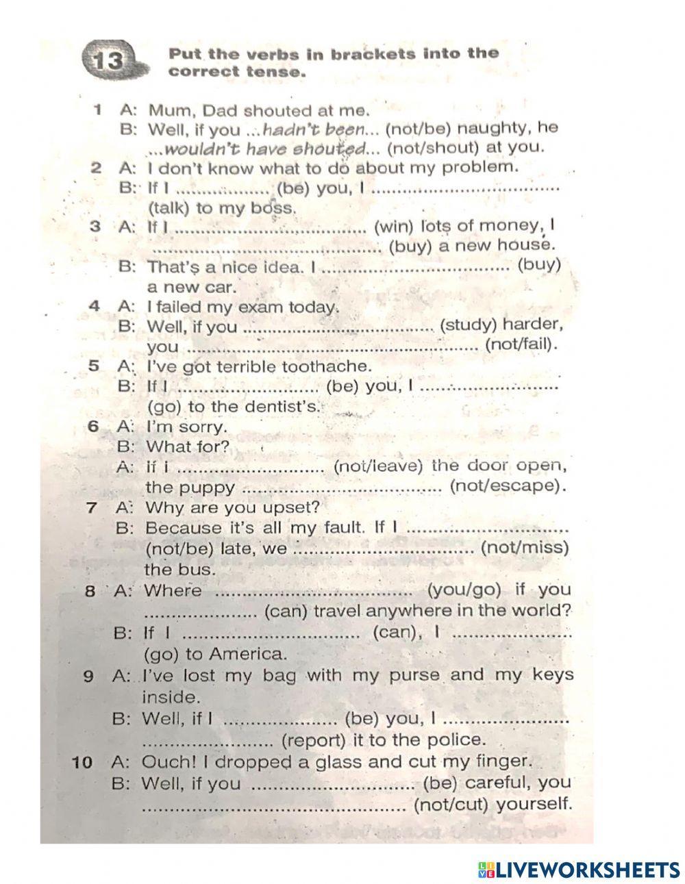 Third conditional & wish - if only