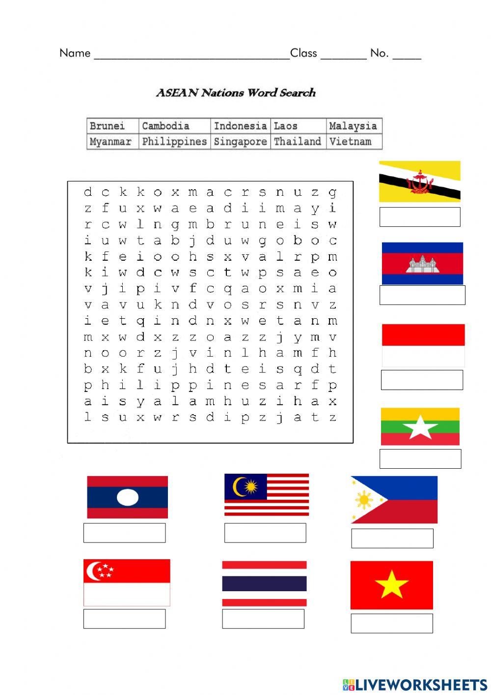 ASEAN Nation wordsearch