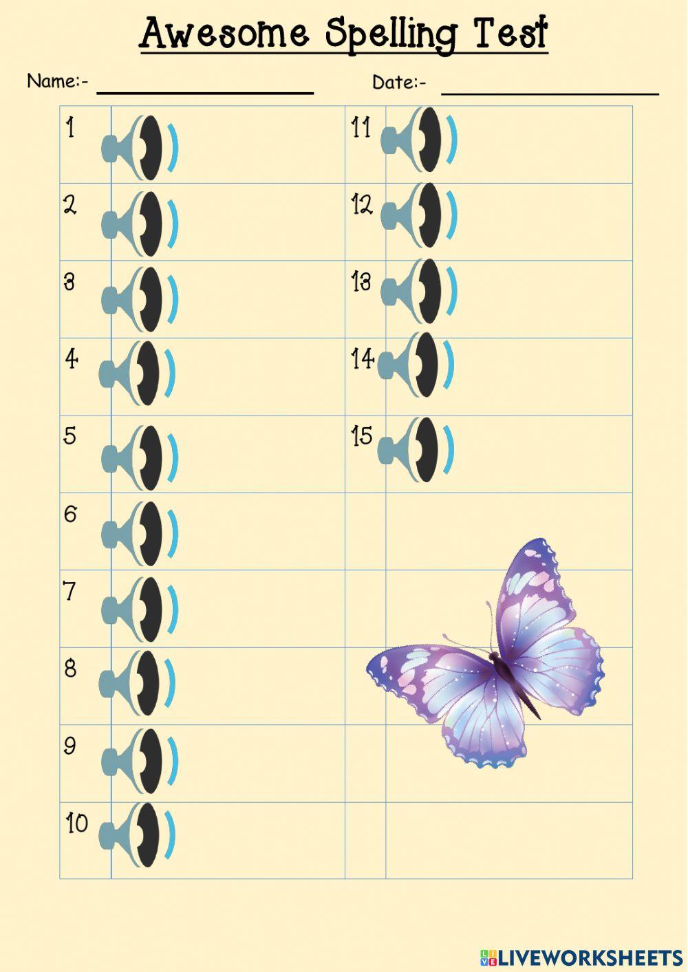 CHSS Spelling Test Awesome T1W5