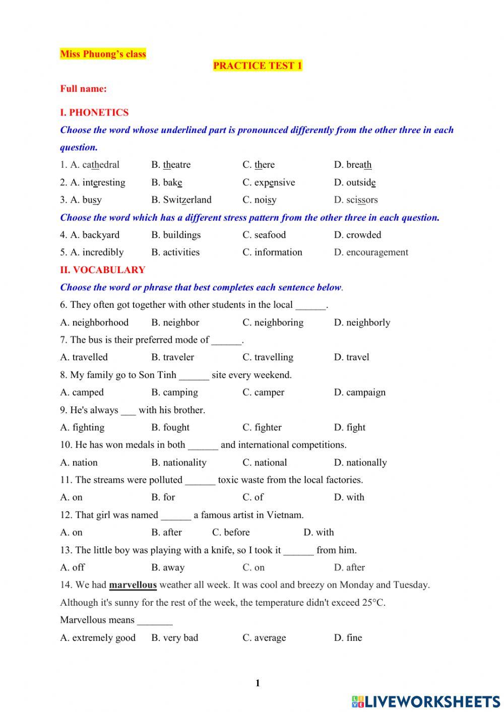 Review for the mid-term test