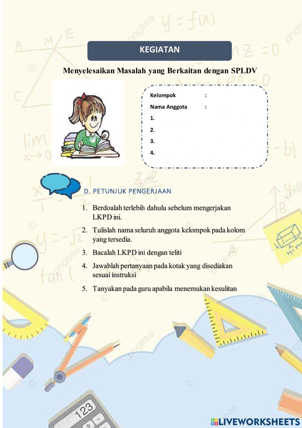 Penyelesaian Sistem Persamaan Linear Dua Variabel Menggunakan Metode Gabungan