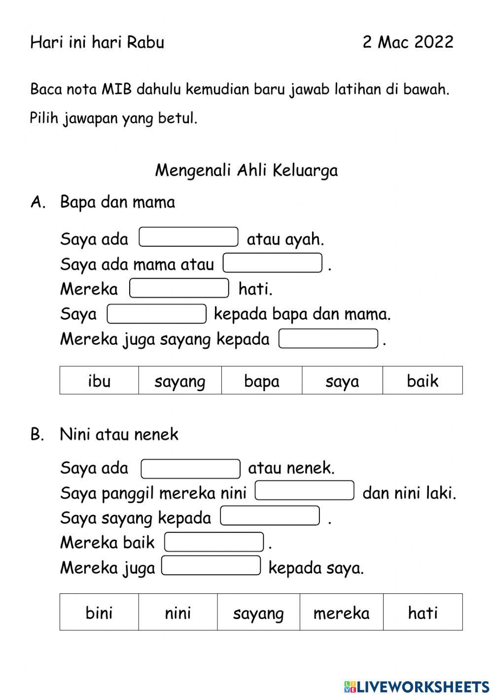 Latihan MIB - Mengenali Ahli Keluarga