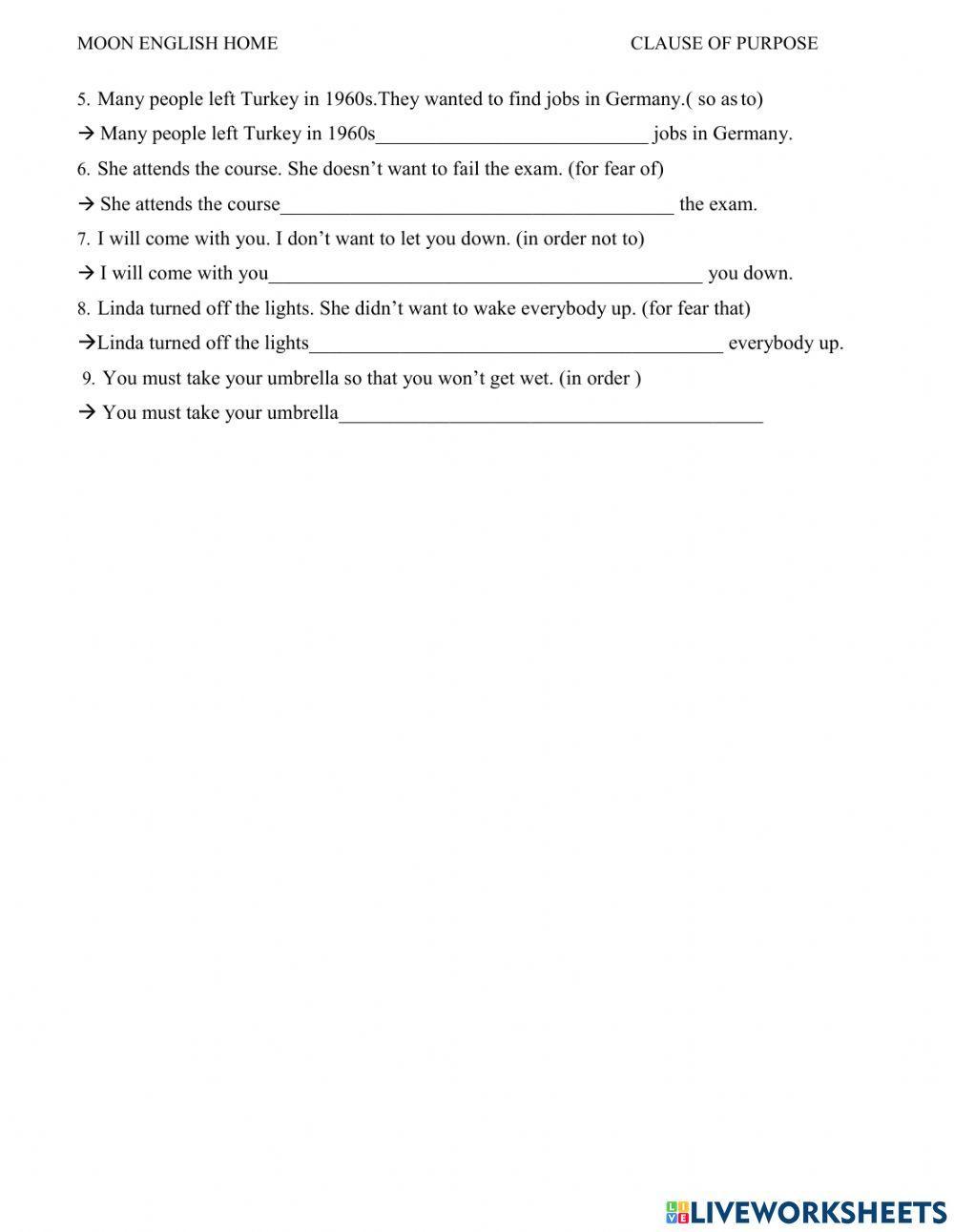 Grade 11- Clause of purpose