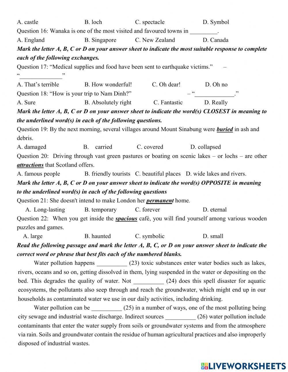 Grade 8- Mid term 2- Test 1