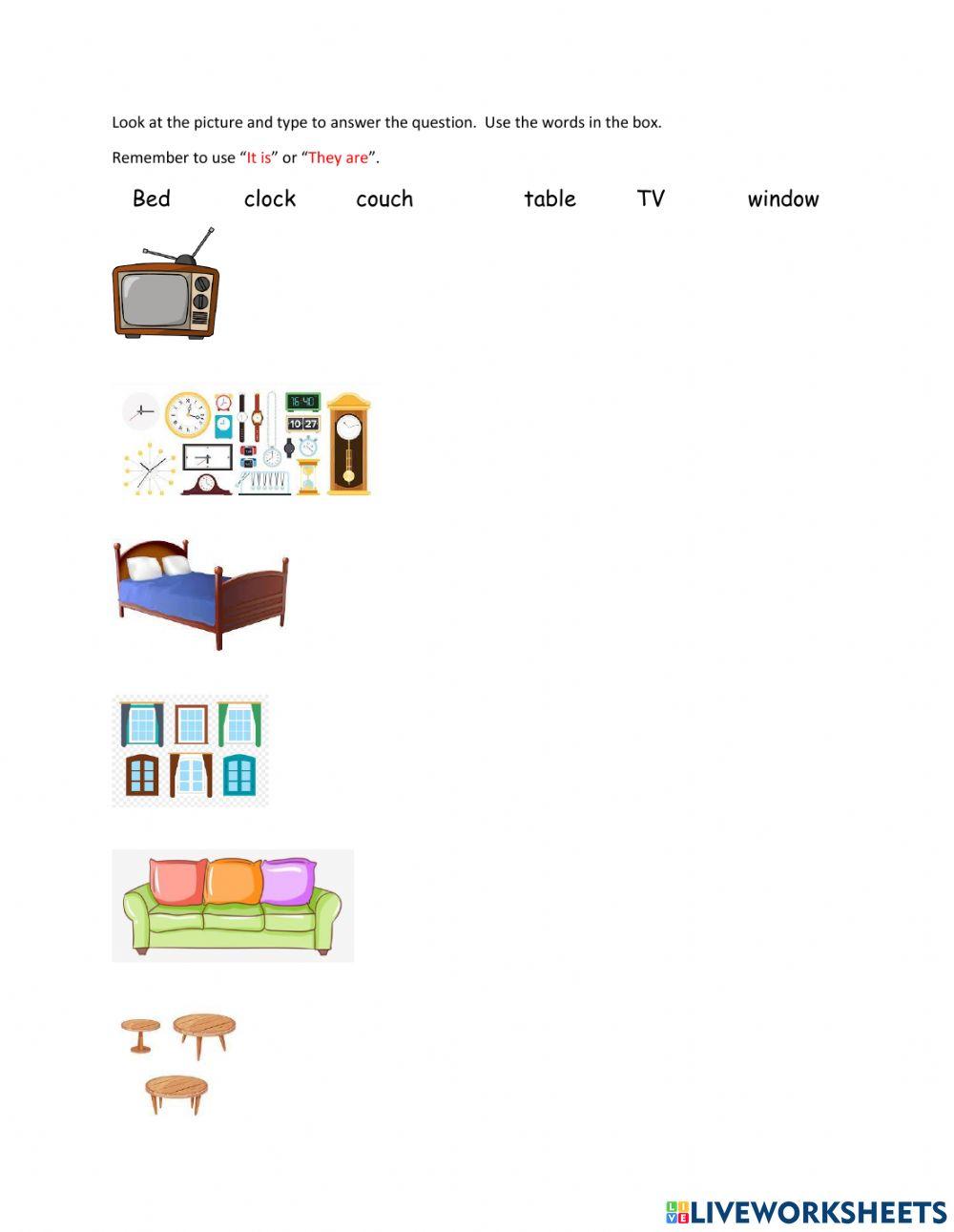 Living room Vocab interactive worksheet Live Worksheets